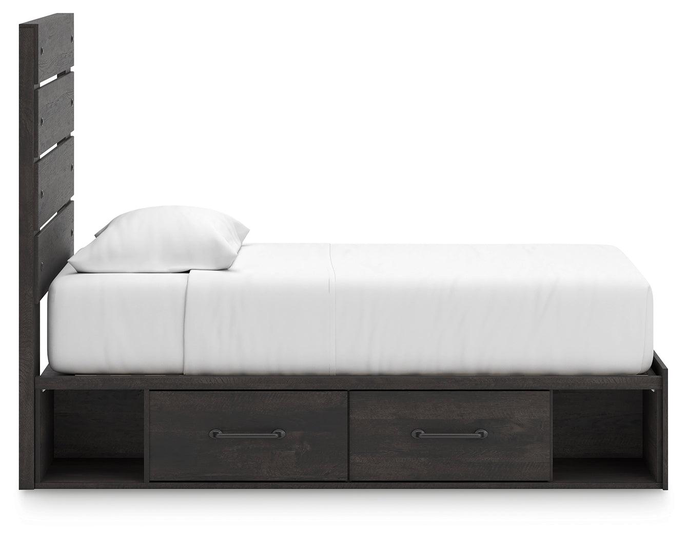 Hollivern Dark Gray Twin Panel Bed with Storage