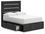 Hollivern Dark Gray Panel Storage Bedroom Set 2 angled view