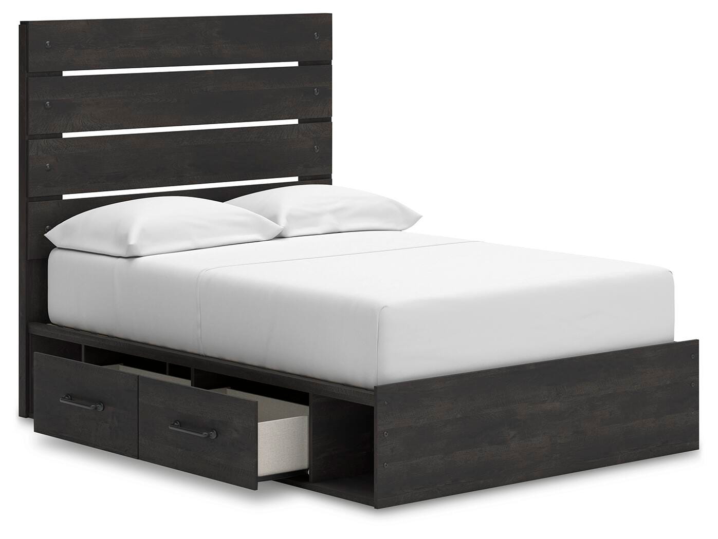 Hollivern Dark Gray Panel Storage Bedroom Set 2 angled view