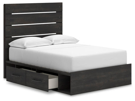 Hollivern Dark Gray Panel Storage Bedroom Set 2 angled view