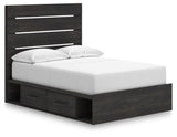 Hollivern Dark Gray Panel Storage Bedroom Set 2 angled view