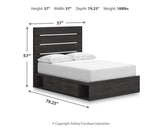 Hollivern Dark Gray Panel Storage Bedroom Set 2 dimension view