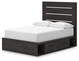 Hollivern Dark Gray Full Panel Bed with Storage