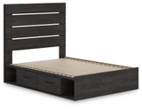 Hollivern Dark Gray Full Panel Bed with Storage