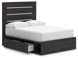 Hollivern Dark Gray Full Panel Bed with Storage