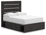 Hollivern Dark Gray Full Panel Bed with Storage
