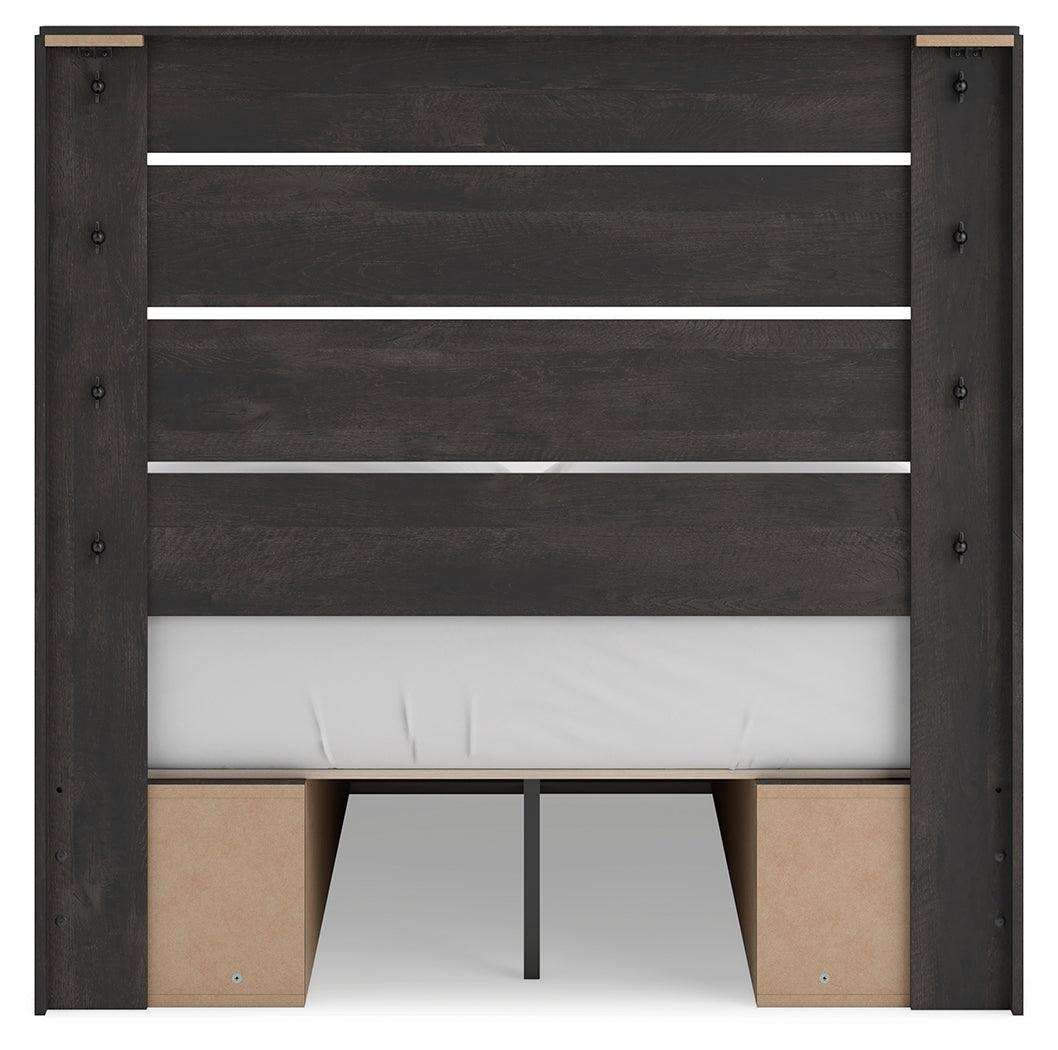 Hollivern Dark Gray Full Panel Bed with Storage