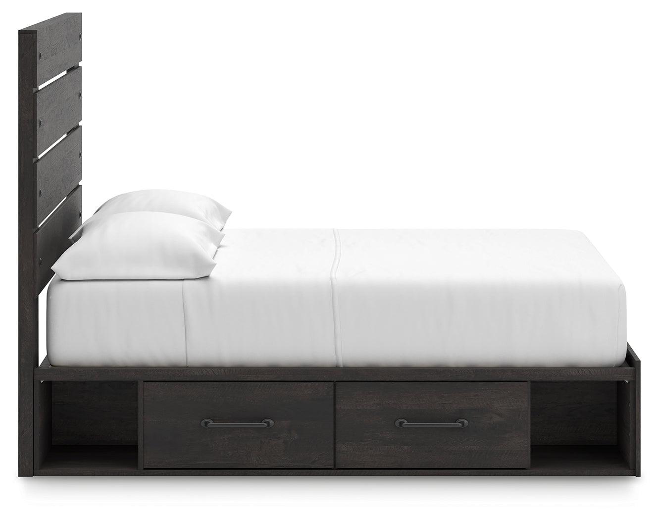 Hollivern Dark Gray Full Panel Bed with Storage