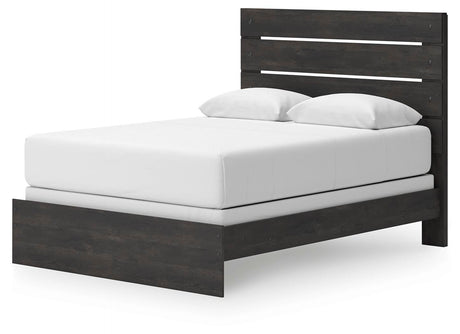 Hollivern Dark Gray Panel Bedroom Set angled view
