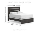 Hollivern Dark Gray Panel Bedroom Set dimension view