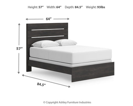 Hollivern Dark Gray Panel Bedroom Set dimension view