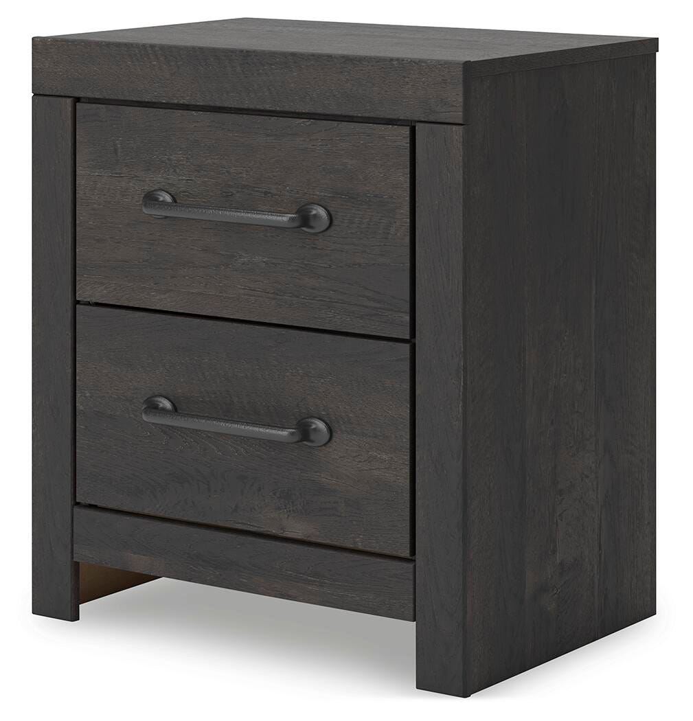Hollivern Dark Gray Panel Bedroom Set angled view