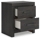Hollivern Dark Gray Panel Storage Bedroom Set 2 angled view