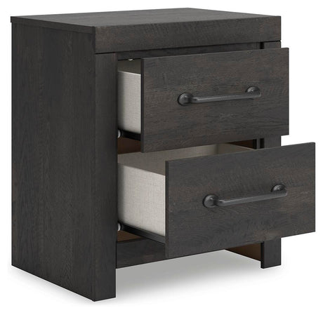 Hollivern Dark Gray Panel Bedroom Set angled view