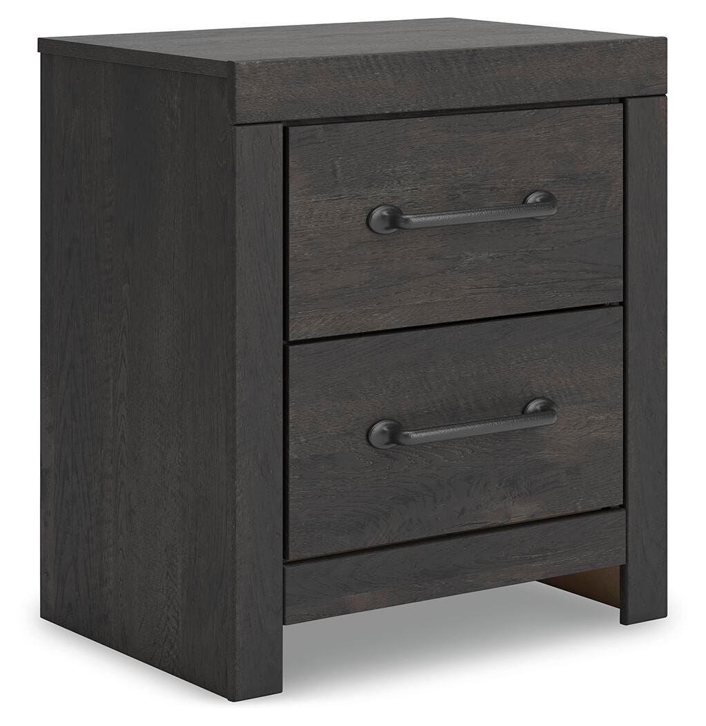 Hollivern Dark Gray Panel Bedroom Set angled view