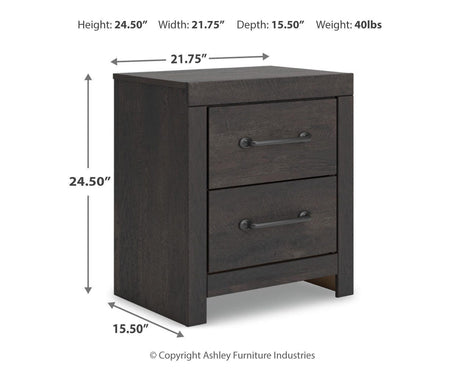 Hollivern Dark Gray Panel Storage Bedroom Set 2 dimension view