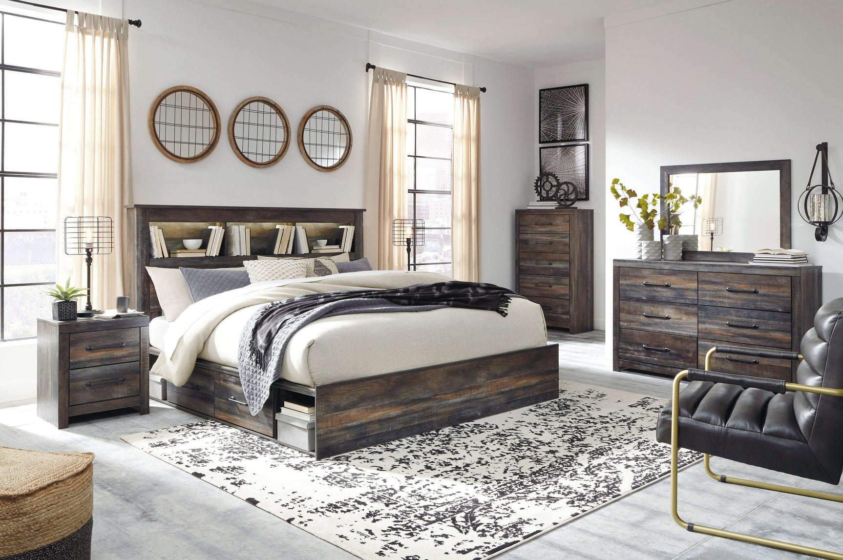Drystan Multi King Bookcase Bed with Storage Drawers