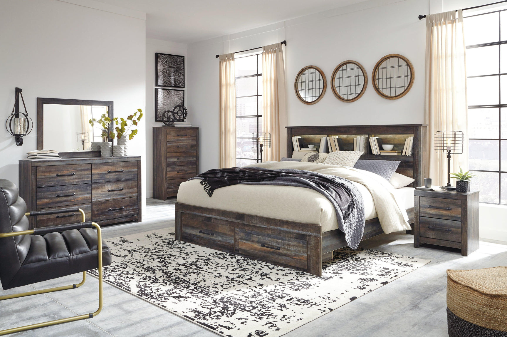 Drystan Multi King Bookcase Bed With 2 Storage Drawers