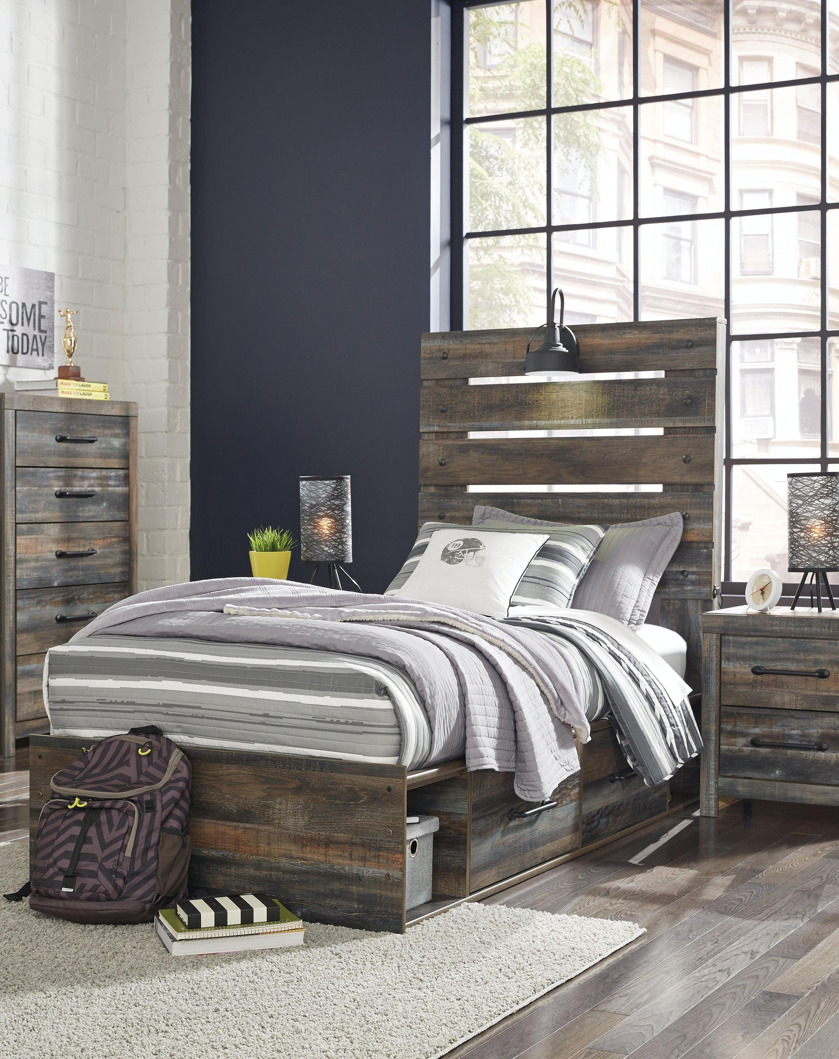 Drystan Multi Twin Panel Bed With 4 Storage Drawers