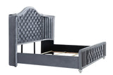 Cameo Gray Modern Contemporary Solid Wood Velvet Upholstered Tufted Panel Bedroom Set - Ella Furniture