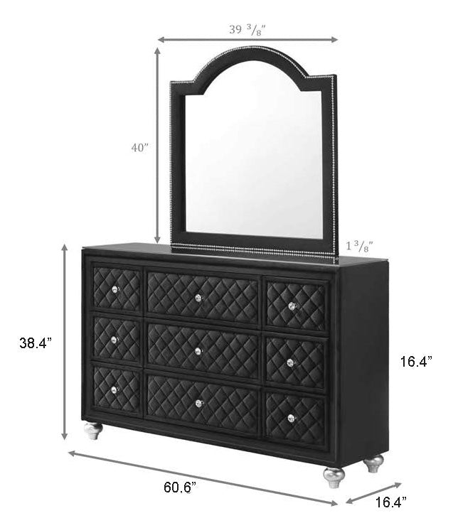 Cameo Black Upholstered Tufted Panel Bedroom Set