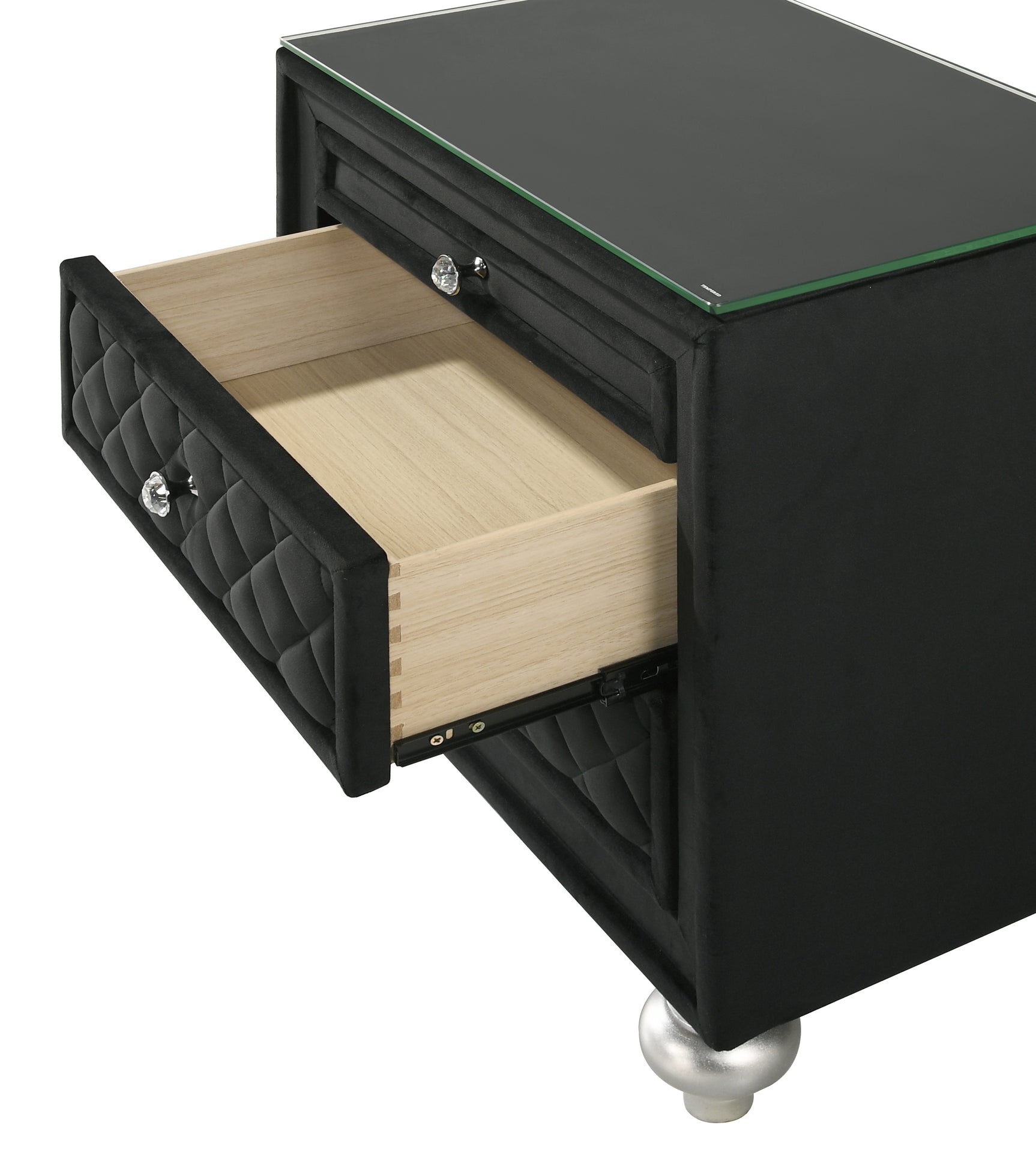 Cameo Black Upholstered Tufted Panel King Bed