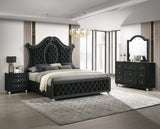 Cameo Black Upholstered Tufted Panel Queen Bed