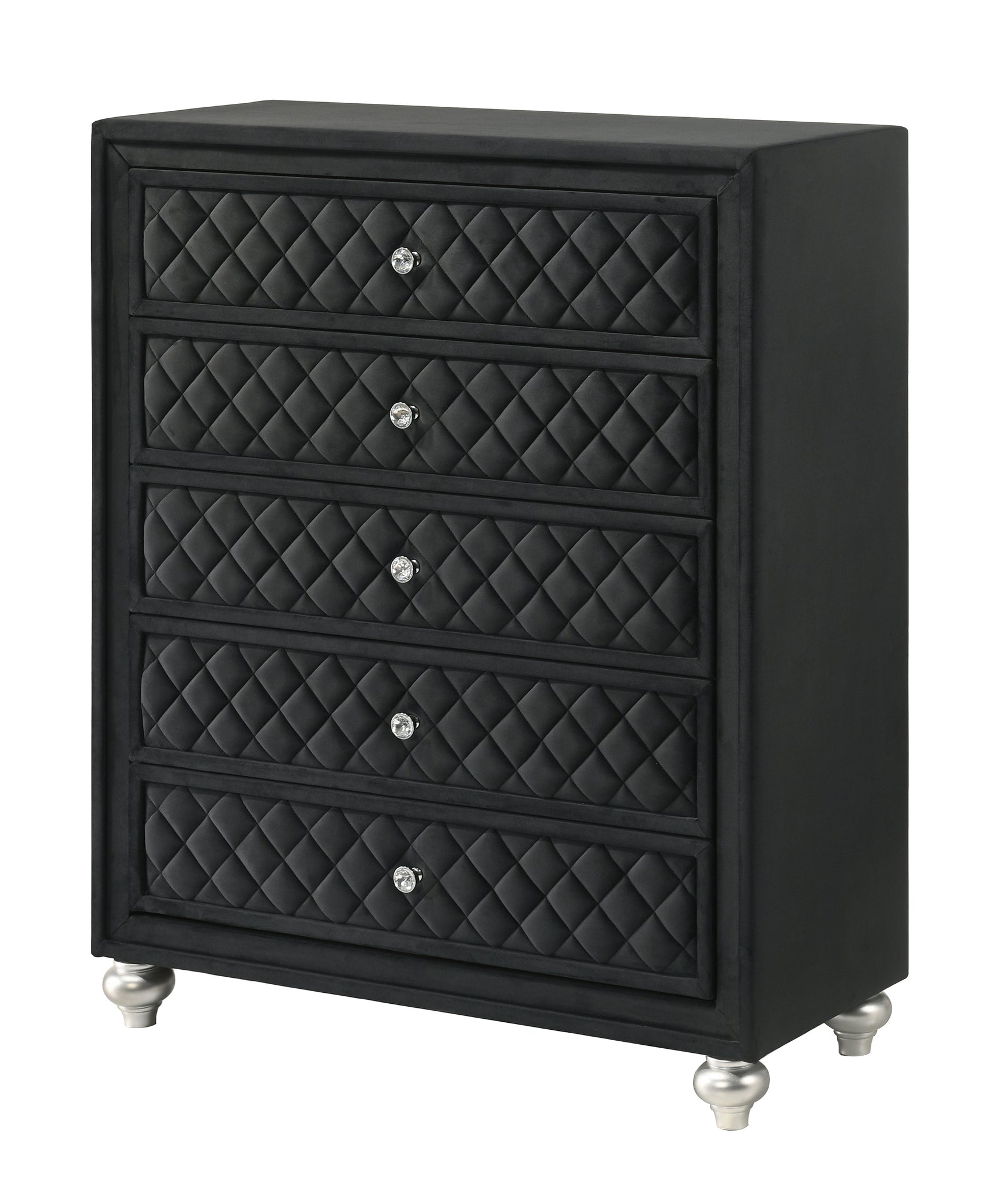 Cameo Black Upholstered Tufted Panel Queen Bed