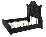 Cameo Black Upholstered Tufted Panel Queen Bed