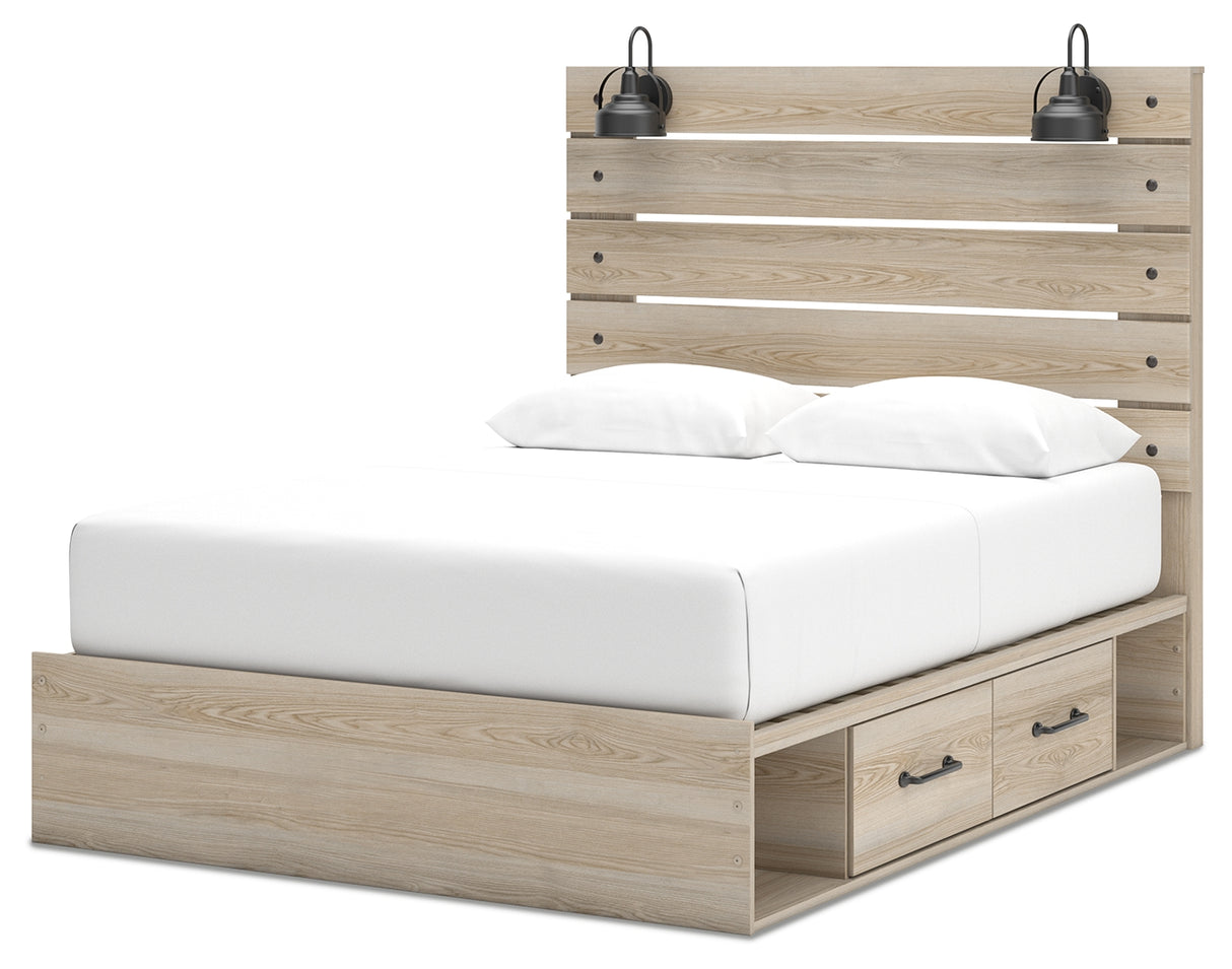 Senbry Tan Queen Panel Bed With Storage B2252B4