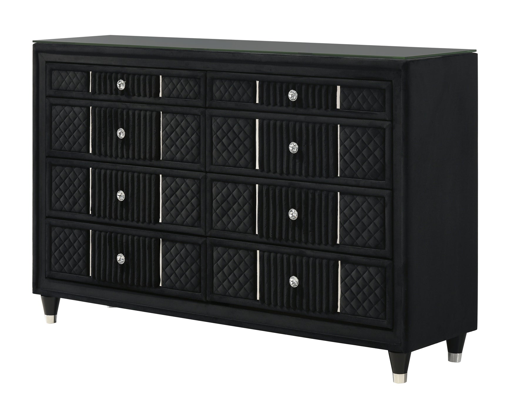 Armany Black Upholstered Wingback Panel Bedroom Set