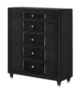 Armany Black Upholstered Wingback Panel Bedroom Set
