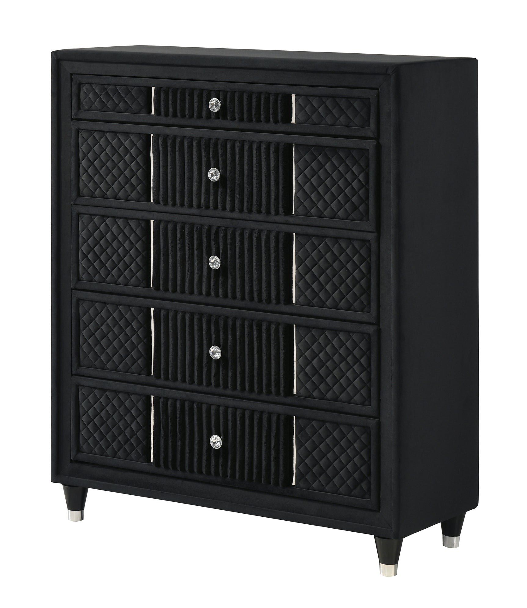 Armany Black Upholstered Wingback Panel Bedroom Set