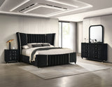 Armany Black Upholstered Wingback Panel Bedroom Set