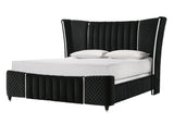 Armany Black Upholstered Wingback Panel Bedroom Set