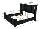 Armany Black Upholstered Wingback Panel Queen Bed