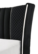 Armany Black Upholstered Wingback Panel Bedroom Set