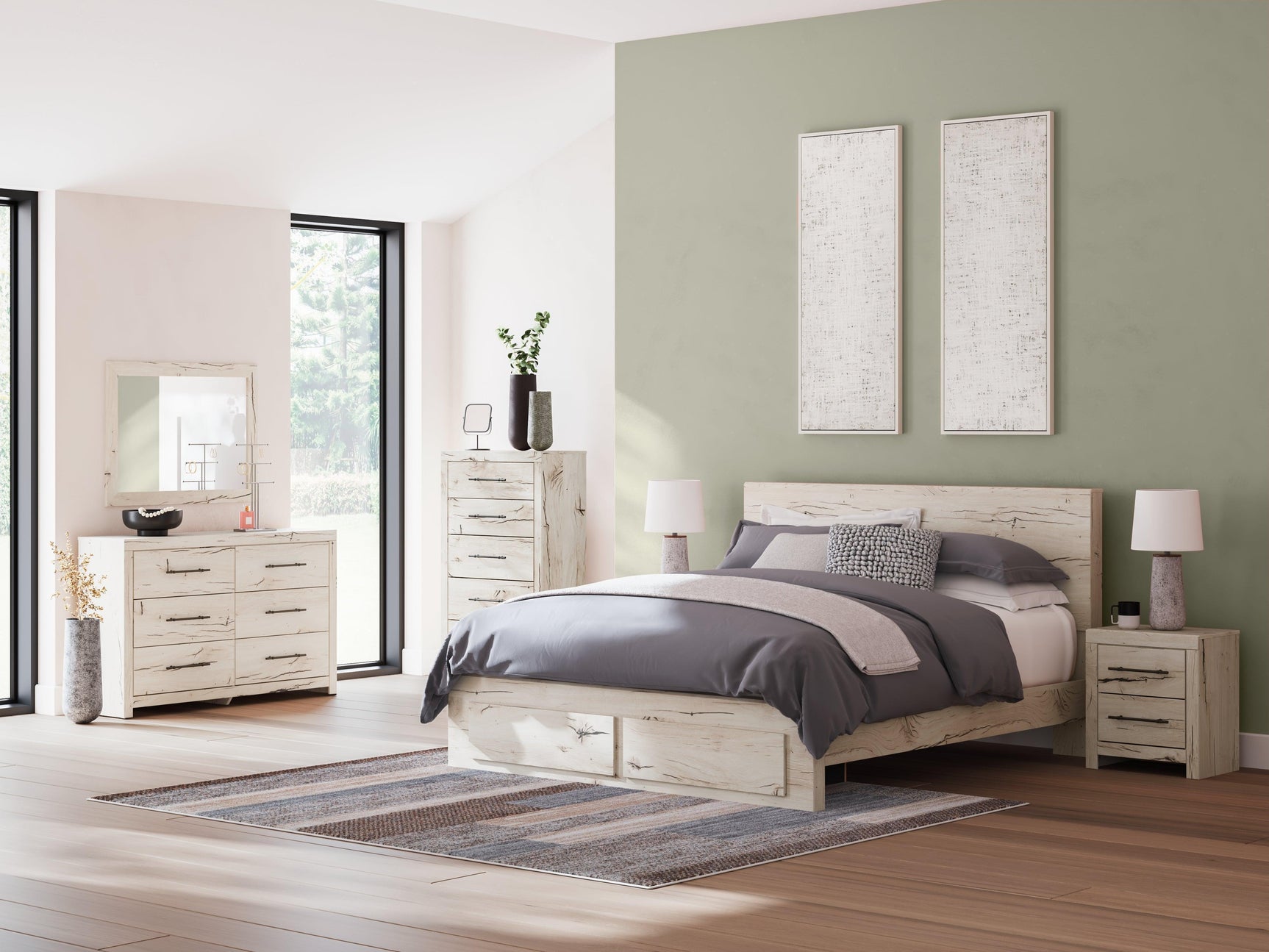 Lawroy Light Natural King Panel Storage Bed
