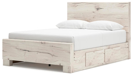 Lawroy Light Natural Full Panel Bed with Storage angled view