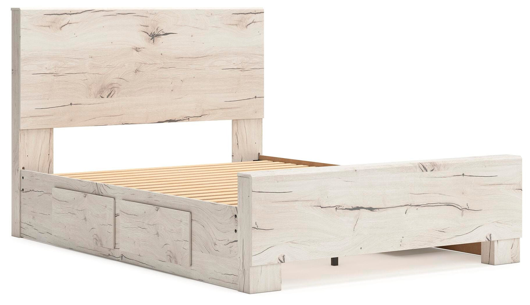 Lawroy Light Natural Full Panel Bed with Storage angled view