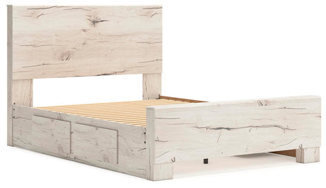 Lawroy Light Natural Full Panel Bed with Storage angled view