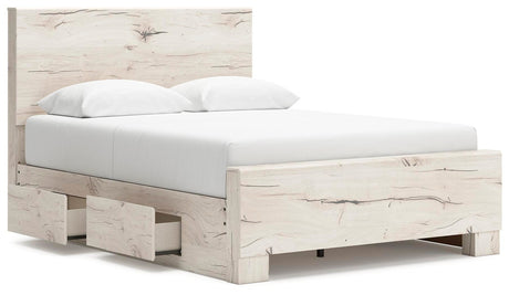 Lawroy Light Natural Full Panel Bed with Storage angled view