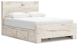 Lawroy Light Natural Full Panel Bed with Storage angled view