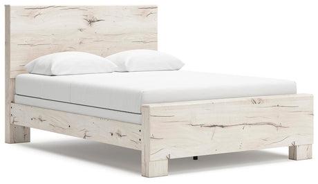 Lawroy Light Natural Panel Bedroom Set angled view