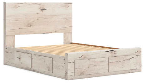 Lawroy Light Natural Panel Storage Bedroom Set 4 angled view