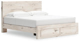 Lawroy Light Natural King Panel Storage Bed