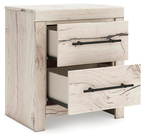 Lawroy Light Natural Panel Storage Bedroom Set 4 angled view