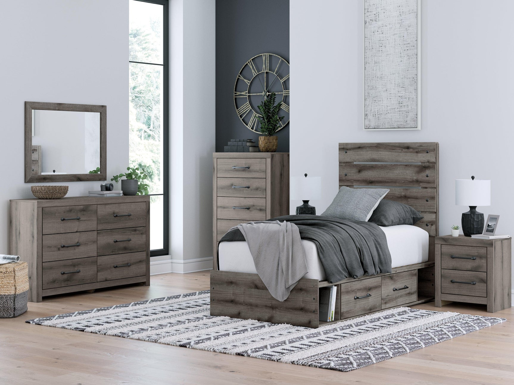 Graystorm Brown Gray Twin Panel Storage Bed