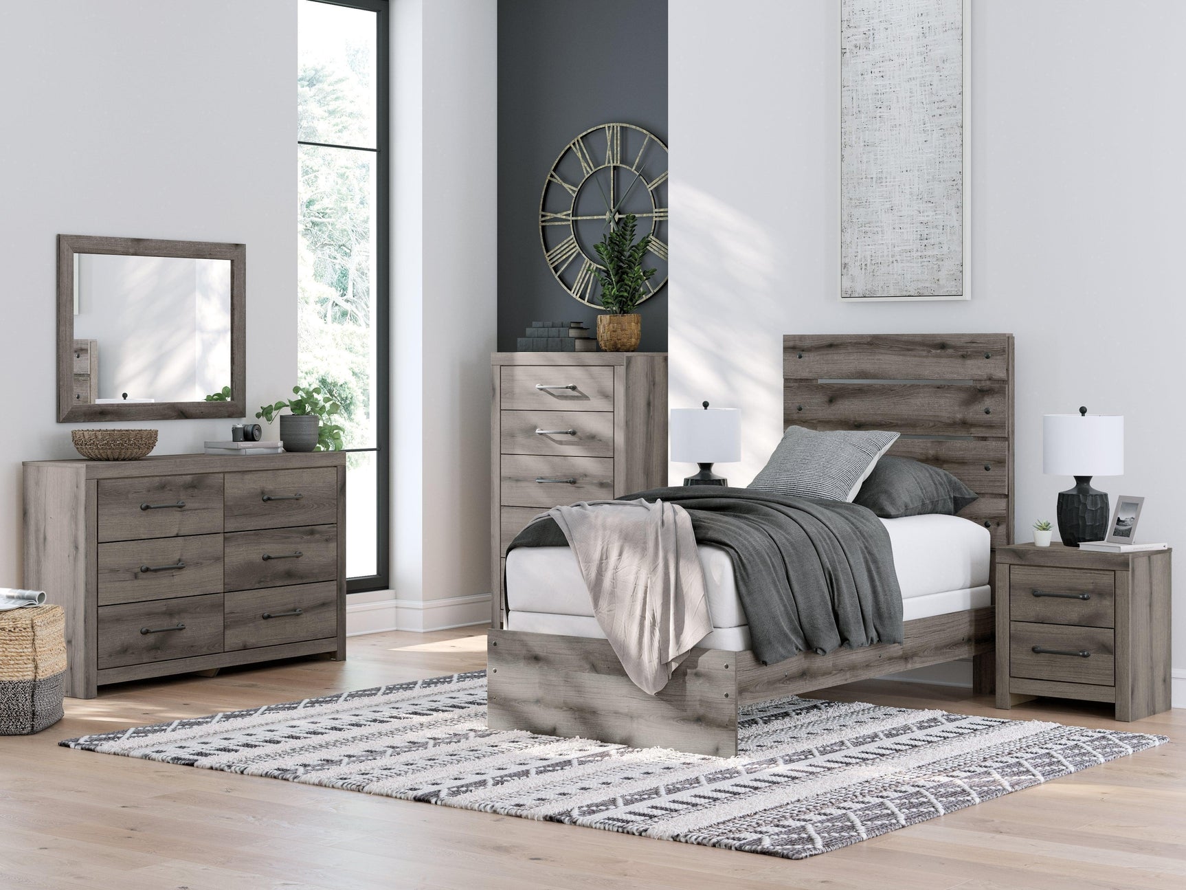 Graystorm Brown Gray Twin Panel Bed