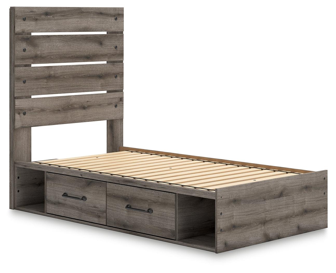 Graystorm Brown Gray Twin Panel Storage Bed